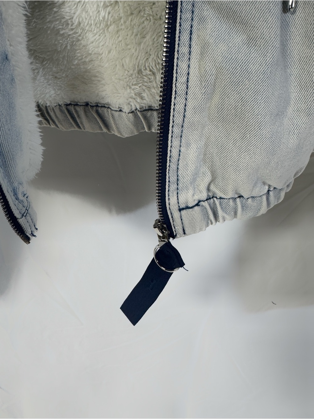 Ashley By 26 International Light Wash Denim Jacket with Cream Sherpa Lining - Picture 3 of 9